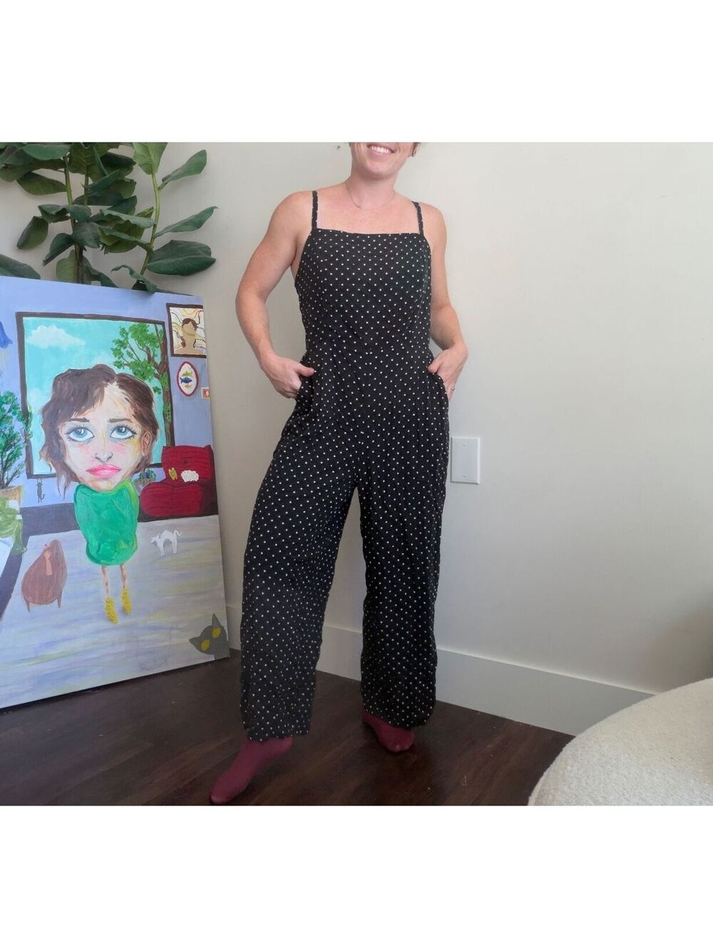 Vintage black polka dot jumpsuit